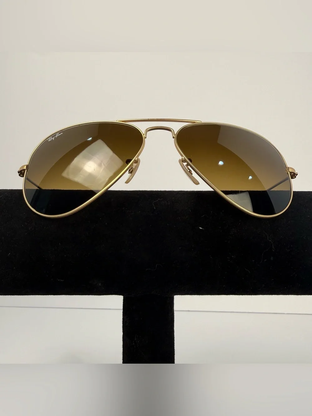 Ray-Ban 3035 Matte Gold Aviator Large Sunglasses with Brown Gradient Lenses 58